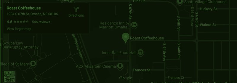 Map of Omaha, Nebraska area near Roast Coffeehouse